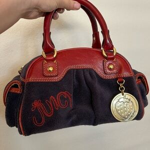 RARE Vintage Juicy Couture strawberry bowler bag navy and red
